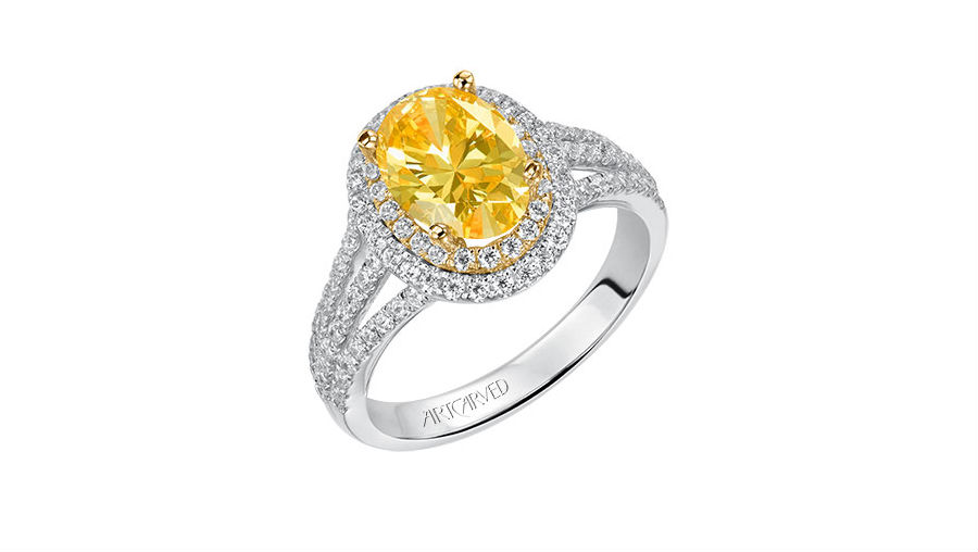 ArtCarved Yellow Diamond Oval Cut Ring