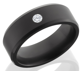 Black Elysium Wedding Band With Diamond