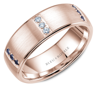 Rose Gold, Diamond, and Sapphire Wedding Band