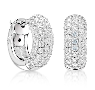 Miss Mimi Pave Small Silver Hoop Earrings