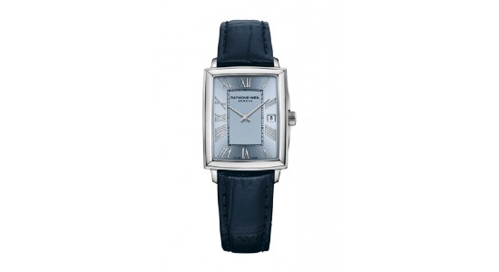 a vintage-inspired watch with a blue case and strap