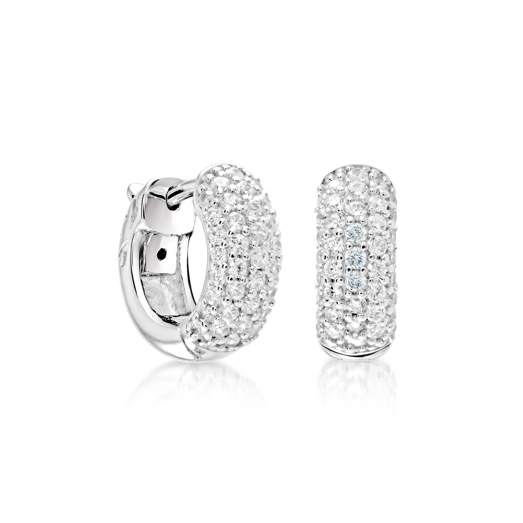Miss Mimi Pave Small Silver Hoop Earrings 13-022182