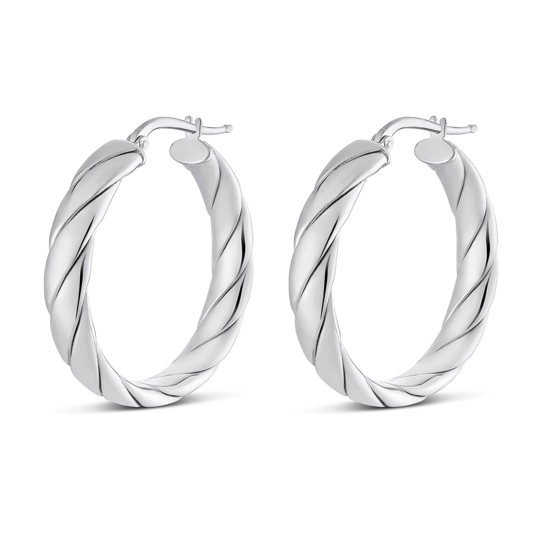 Miss Mimi Silver Lucia Wrap Quilt Hoop Earring 30mm 13-403562-01