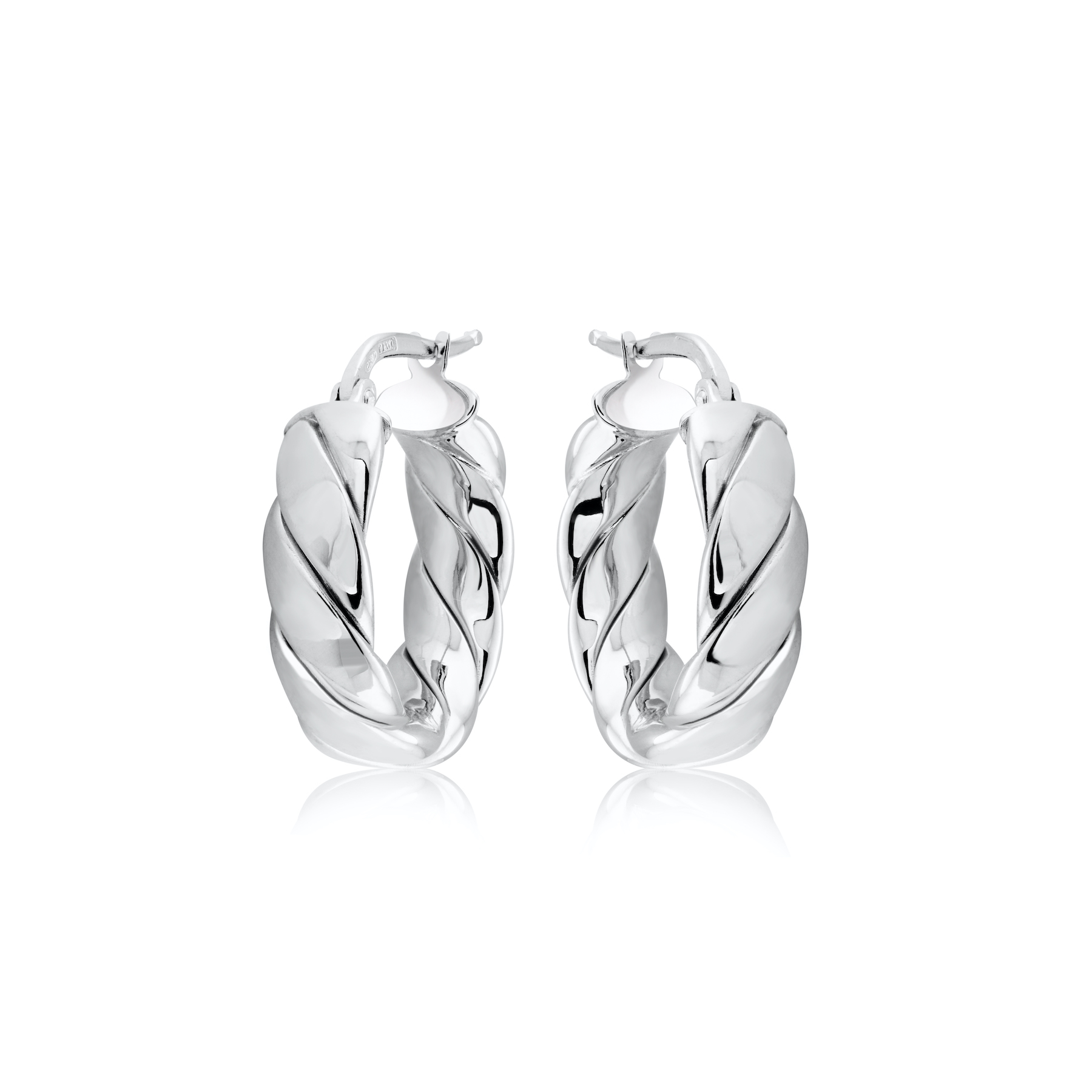 Miss Mimi Silver Lucia Wrap Quilt Hoop Earring 20mm 13-403563-01