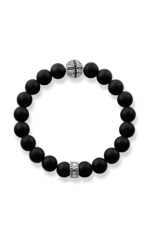 Thomas Sabo Black Obsidian Beaded Cross Bracelet A1355-705-11