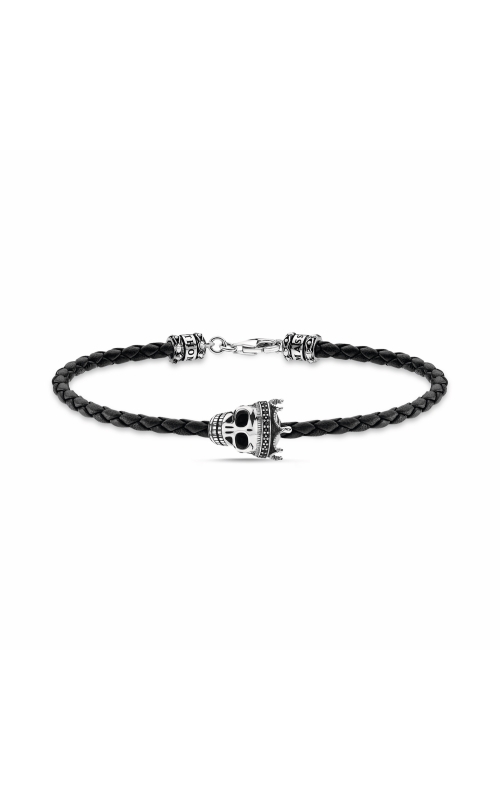 Thomas Sabo Black Leather Skull Bracelet A2014-805-11